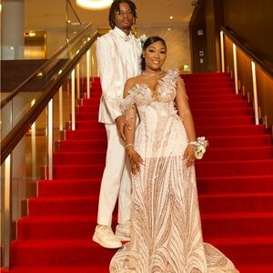 Elegant Cream Prom Dress